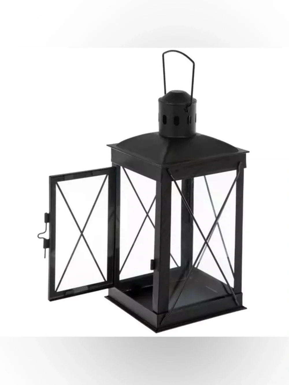 Crossbuck Farmhouse Metal Lantern